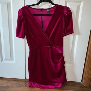 Magenta Velvet Party Dress | Small